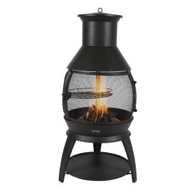 Chiminea, 22 Inch Outdoor Wood Burning Firepit, Iron Spherical Fireplace for BBQ & Warming, Wooden Fire Pit with Grill Mesh