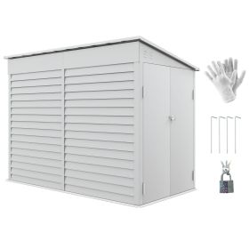 5' x 9' Outdoor Storage Shed, Lean to Shed with Foundation, Lockable Doors & Gloves for Patio Lawn Backyard, White