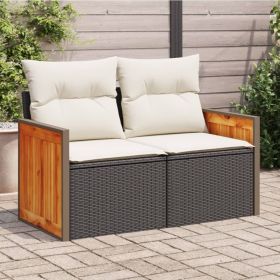 Garden Sofa Black PE Rattan 2-Seater Modular Garden Sofa