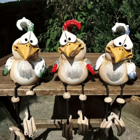 3 Pcs Funny Chicken Fence Decor Statues, Fun Design, Resin Made with Waterproof Function, Ideal as Kids' Gifts, Also Perfect for Yard