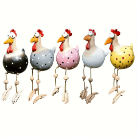 5 PCS Resin Rooster Outdoor Statues, Fun Design, Waterproof & Fade-Resistant, Perfect for Yard, Garden & Balcony Decoration