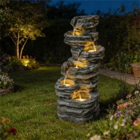 Waterfall Fountain, Garden Fountain, Grey