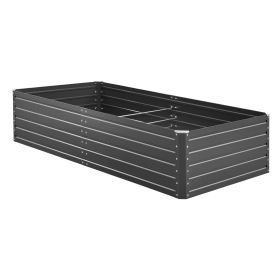 Metal Raised Garden Bed, 6.7 x 3 x 1.5 ft Outdoor Galvalume Planter Garden Box, Open Bottom Design, Large Planter Raised Bed for Growing Vegetabl