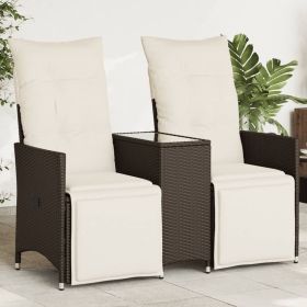 Reclining Garden Sofa Brown, Cream White