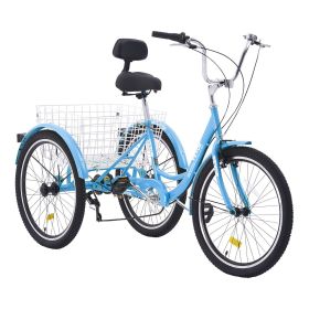 VEVOR Adult Tricycles Bike, 7 Speed Adult Trikes, 20 Inch Three-Wheeled Bicycles, Carbon Steel Cruiser Bike with Basket and Adjustable Seat