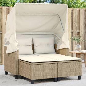 Garden Sofa Beige PE rattan, powder-coated steel, polyester fabric