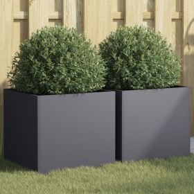 Planter Set of 2 Anthracite Cold-rolled steel Medium