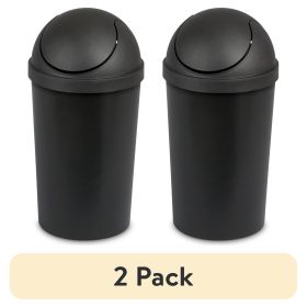 (2 pack) 3 Gallon Round SwingTop Wastebasket, Domed Push To Open Lid Trash Can, for Small Spaces
