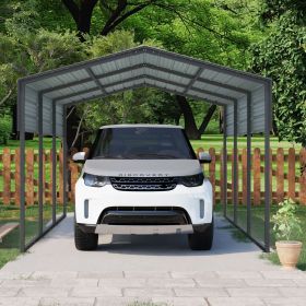 Outdoor Carport, 10 X 15 FT Carport, Heavy Duty Carport Canopy with Galvanized Steel Roof and Frame, Metal Carport Large Garage for Driveway Car