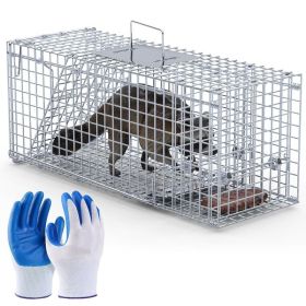 1Pc 25.59Inch Live Humane Animal Trap Cage Heavy Duty Folding Catch And Release Rodent Cage For Rabbit Squirrel Possum Skunk Kitten Raccoon And M (Option: 1Pc)