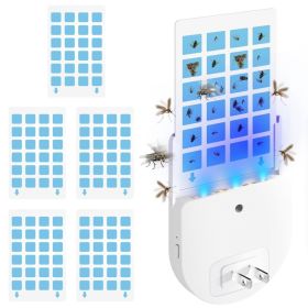 1Set Plug In Indoor Flying Insect Trap 5 Glue Boards UV Light Mosquito Killer With Night Light Dimmable Brightness Fly Odorless Safe Bug Zapper F (Option: Trap)
