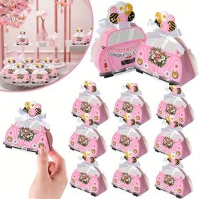 20 Pcs DIY Wedding Favors Candy Boxes With Ribbon Bow 3D Floats Shaped Mini Chocolate Treat Gift Boxes Pink Romantic Paper Box For Bridal Shower (Option: 20Pcs)