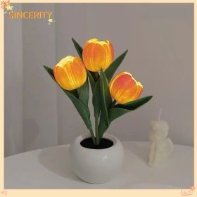 Tulip Lamp - LED Replica Tulip Table Lamp with Flower Vase for Desktop Decoration. Suitable for home, living room, desktop decoration, holiday gi (Color: Orange)