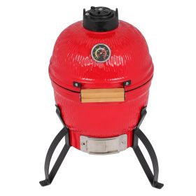 13in Round Ceramic Charcoal Grill XH (Color: Orange Red)