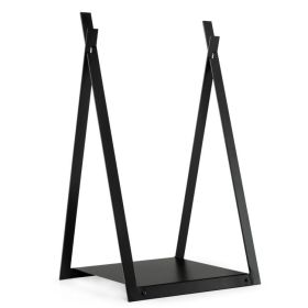 Triangle Firewood Rack with Raised Base for Fireplace Fire Pit (Color: black)