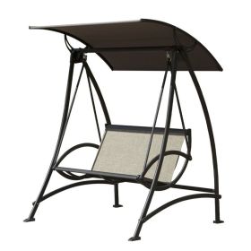 2-Seat Patio Swing Chair, Outdoor Porch Swing with Adjustable Canopy and Durable Steel Frame, Patio Swing Glider for Garden, Deck, Porch, Backyar (Color: as Pic)