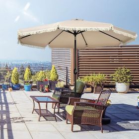 1 Piece 9ft Patio Parasol with Sunshade for Patio, Garden, Pool, Balcony (Color: Beige)